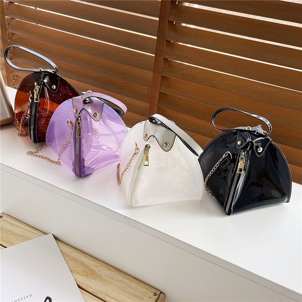 

2020 summer new triangle dumplings women's transparent shoulder bag jelly hand bag chain oblique cross
