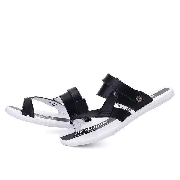 

sandals men homme v beach 2021 cuero sandalle masculina hombre para erkek sandali ritable herren classic masculino da de heren, Black