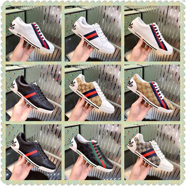 

bee new designe shoes white tiger snake dragon ace embroidered mens & women genuine leather designe sneakers casual shoes, Black