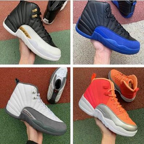

12 12s jumpman mens basketball shoes white men black metallic university gold game fiba royal white dark grey bulls sneakers