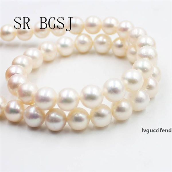 

sr 9-10mm 5a aaa grade white natural freshwater round pearl diy beads strand 15 t200507