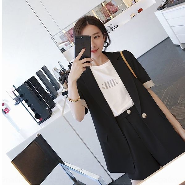

4qsgj 2020 new korean style fashion women's worry-two-piece set suit pants suitshorts pants sethong kong style cute small suit shorts s, White;black