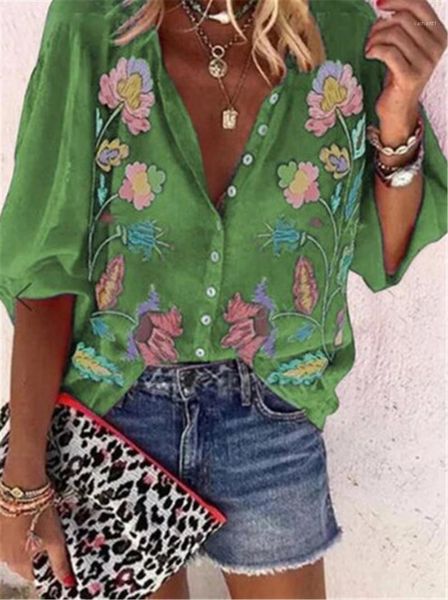 

sleeve v neck print fashion female clothing womens 2020 luxury designer shirts summer casual cardigan blouses short, White