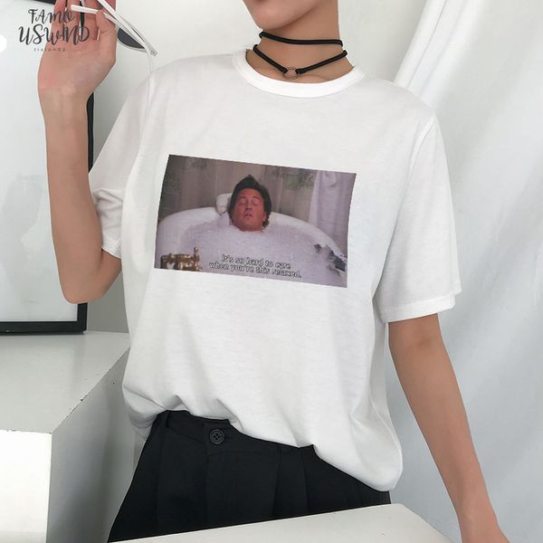 

its polyester so hard to care when youre this relaxed chandler bing quotes summer funny women t shirt casual tumblr fashion tv, White