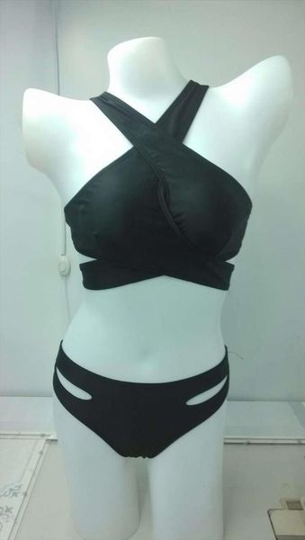 

2020 high neck bikini set women swimwear female swimsuit push up cross halter bathing suit summer styles beachwear, White;black