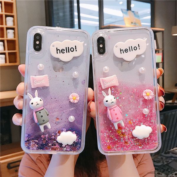 

suitable for samsung s10 cute quicksand rabbit couple mobile phone case