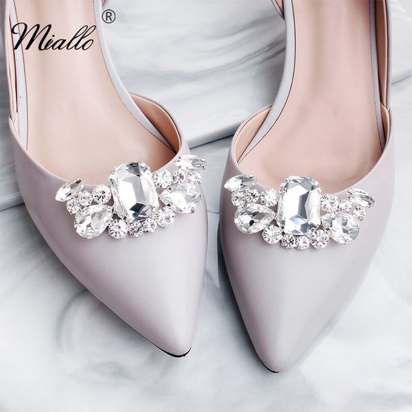 

miallo fashion bridal shoe accessories jewelry women shoe buckle big rhinestone wedding clips bride bridesmaid, Golden;silver