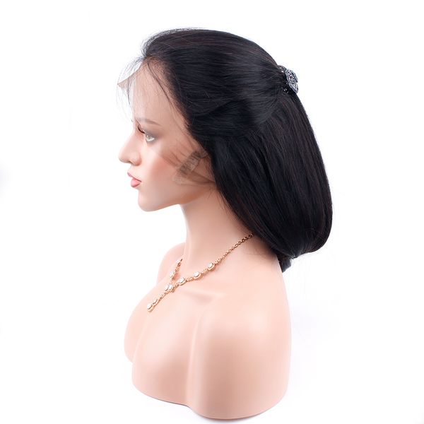 

360 lace frontal wigs 150% peruvian straight remy human hair wigs with baby hair natural black color lace front human hair wigs