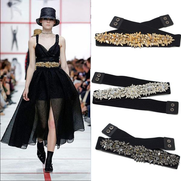 

luxury designers 2020 new women's elastic belt rhinestone inlaid rice beads belt fashion decoration small waist seal bg-1492, Black;brown