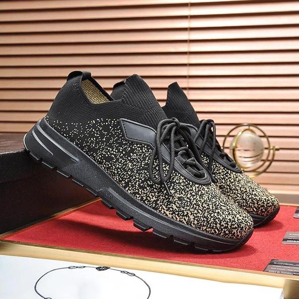 

men shoes 2020 prax 01 knit fabric sneakers men shoes luxury with rubber sole scarpe da uomo breathable mens shoes vintage footwears on sale, Black