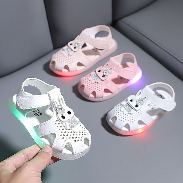 

2020 new girl and children's shoes sandals with led lighting korean girl sandals baby children's shoes 2122, Black;red