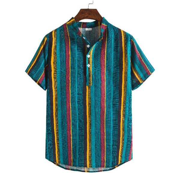 

men's casual shirts 2021 fashion mens short sleeve shirt hawaiian linen plus size summer floral beach for men, White;black