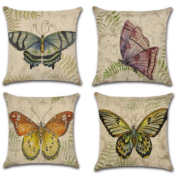 

cute butterfly cushion cover beautiful butterfly cotton linen pillow case sofa decorative pillowcase kussensloop almohada