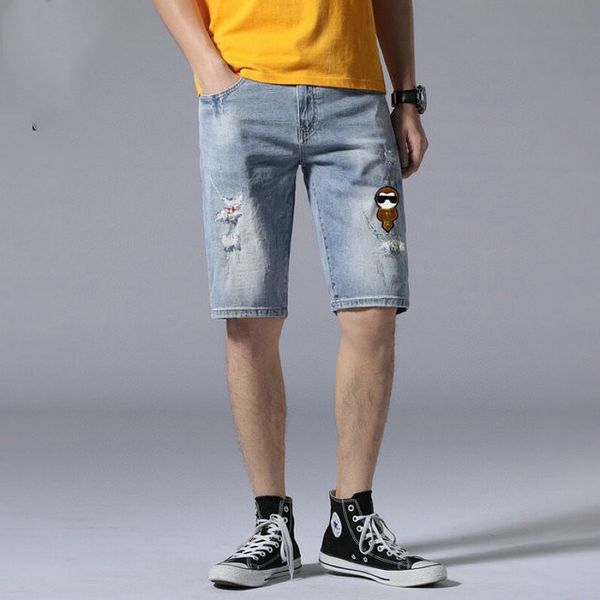 

2020sss summer mens ripped denim shorts fashion designer washed length jeans hip hop short pants mens luxury swim shorts rock revival jean, Blue