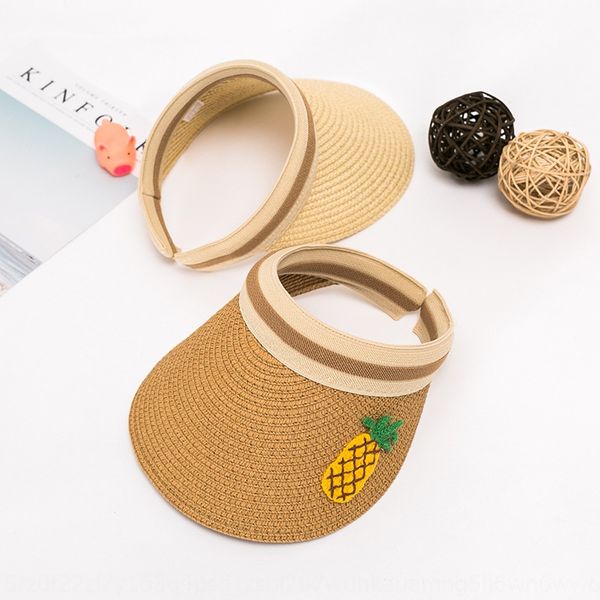 

children's summer thin large brim uv sunscreen straw sunscreen protection sun protection baby straw hat beach empty sun hat, Yellow