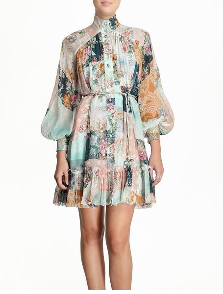 

zm оригинальные один шелк цветочный узор в горошек пейсли шаблон романтический ретро свободно волана платье, Black;gray