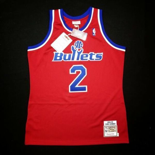 

100% stitched chris webber mitchell ness 94 95 bullets jersey size xs-5xl mens throwbacks basketball jerseys, Gray