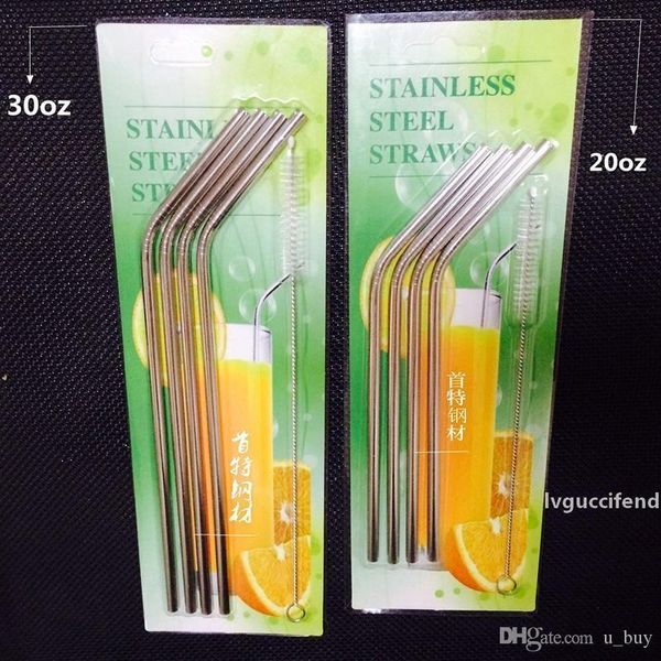 

4 1 straight curved drinking straw and brush set for mugs stainless steel straws bar bent curved drinking straws