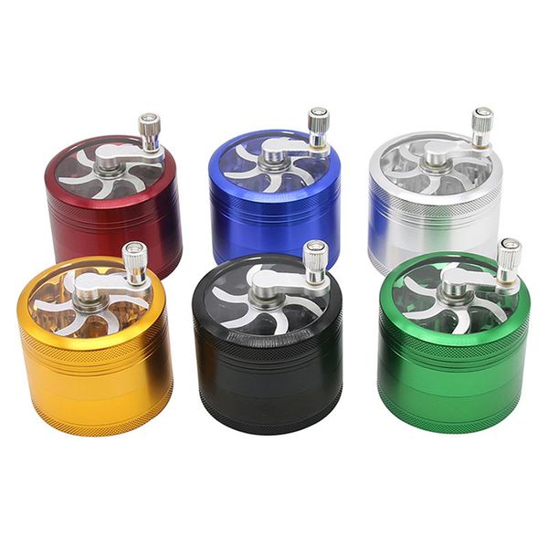 

new 4 part 63mm aluminium alloy hand grinders herb spice pollen-grinder crusher hand crank smoking cracker