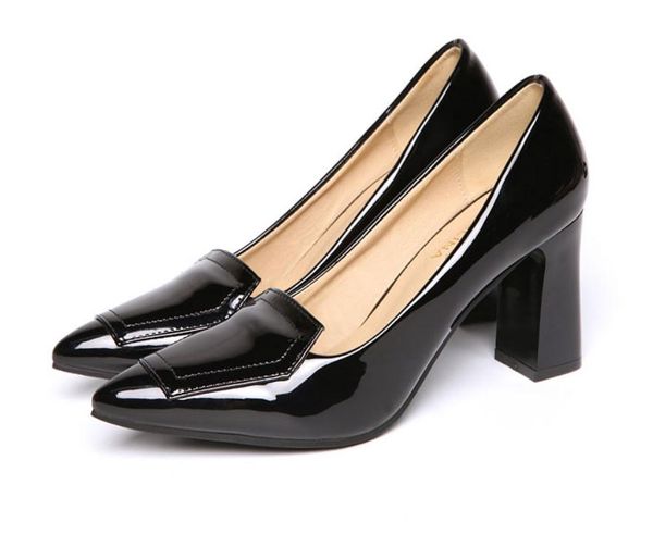 

women's shoes spring and autumn high coarse heel pointed end @gbmk3, Black