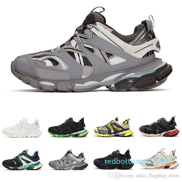 

luxury designer casual shoes triple s track 3.0 brand grey orange yellow men women casual shoes platform sports sneakers mens trainers, Black