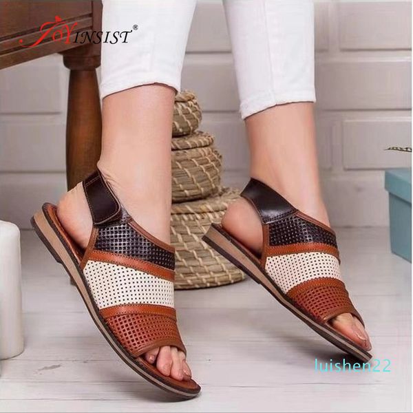 

women flat sandals hollow out ladies hook loop pu flat shoes woman peep toe casual rome fashion female shoes 2020 summer l22, Black