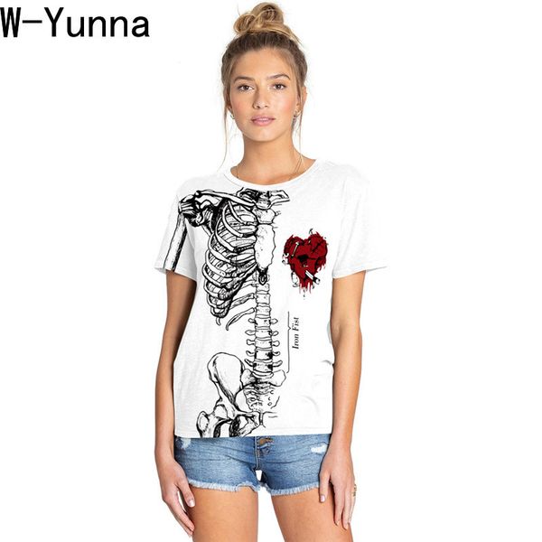 

w-yunna new halloween women/mens tshirts harajuku skeleton print short sleeves t-shirt stretchy polyester leisure tees women, White