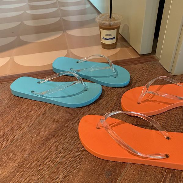 

women fashion slippers transparent beach flip flops anti-slip summer shoes female vacation slippers girls flat sandals sh414, Black