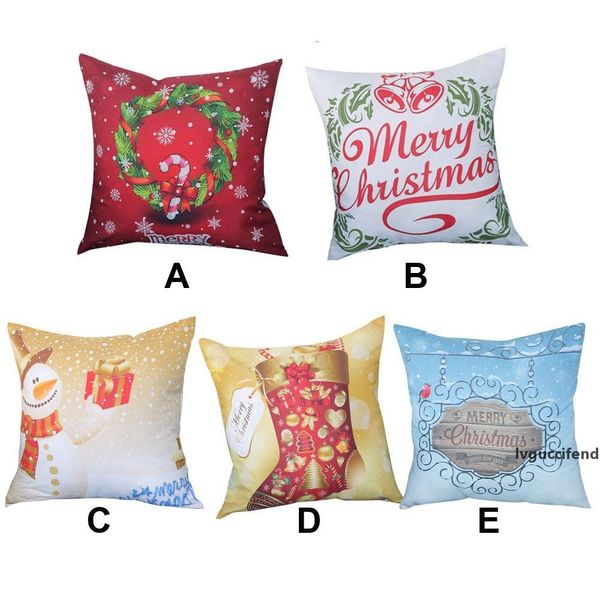 

square eco friendly merry christmas print cushion cover case xmas decorative pillowcase linen cotton sofa pillow cushion cover home decor
