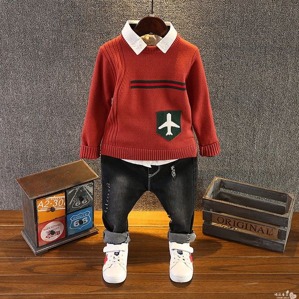 

самолет пуловеры детская одежда осень новых мальчиков свитер пуловер трикотаж детский трикотаж базы рубашки для детей, Blue