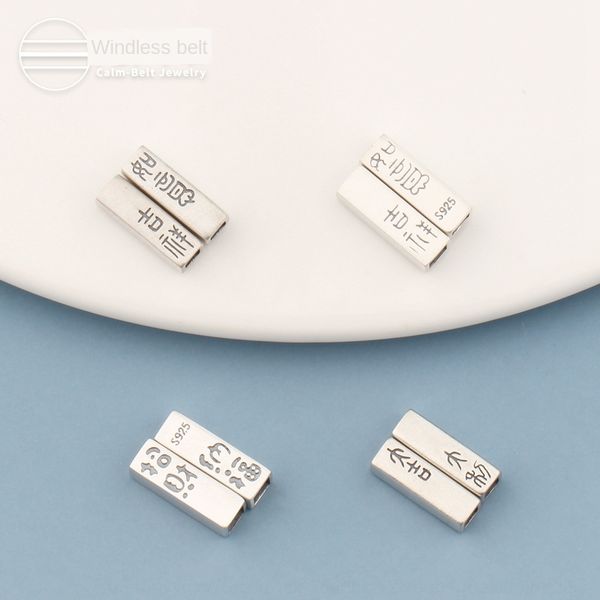 

s925 sterling silver lucky lucky transfer square tube diy bead barrel beads diy bracelet bracelet sterling silver