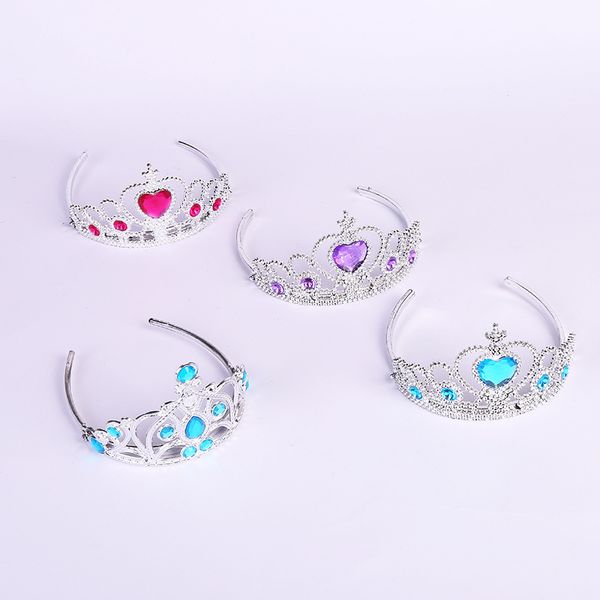 

1pcs 2020 fashion accessories girl tiara crown multicolor rhinestone princess crown plastic silver color headwear, Slivery;white
