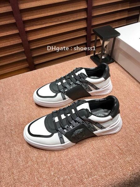 

2021-2020g fashion men 's running shoes luxury casual shoes breathable leather classic sneakers low -party shoes ,size :38 -45, Black
