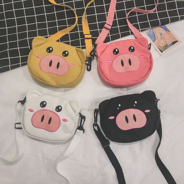 

2020 new pig canvas children's cute pig small satchel cartoon casual tong bao pouch shoulder small bag shoulder bag