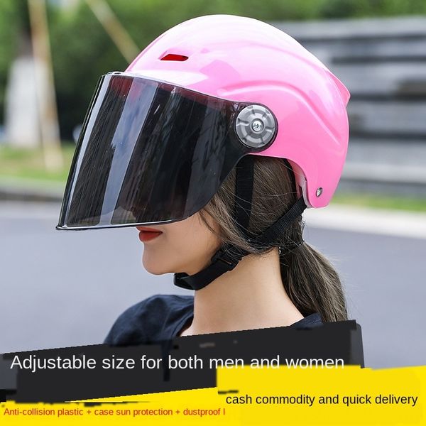 

wjrhn new abs electric battery car men's and women's summer portable half gray theft helmet battery helmet four seasons sun protec