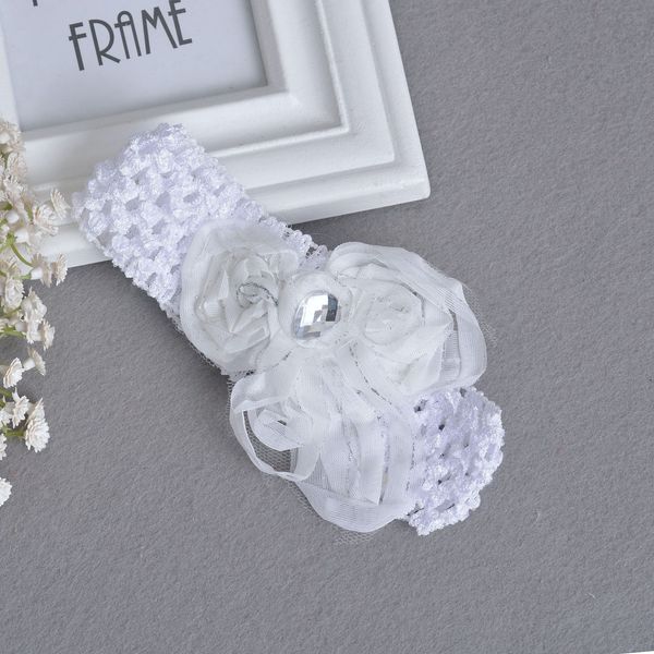 

fd08- butterfly elastic rhinestone lace hair band baby hair accessories baby p props elastic band, Slivery;white