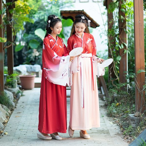 

3rkjp new autumn new autumn traditional chinese element mounting detachable traditional han han elements daily printing crane boudoir clothi, Black;red