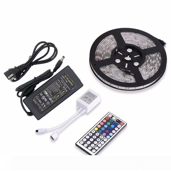 

5m smd5050 rgb led strip 300led m dc12v waterproof 300leds + 44key rgb led controller +12v 5a 60w power adapter