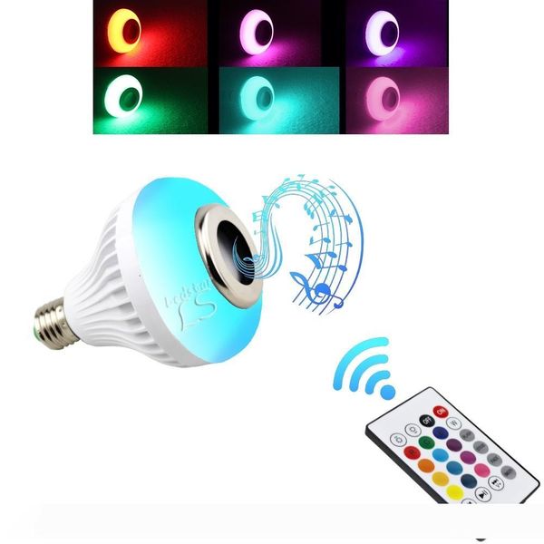 

wireless 12w power e27 led rgb bluetooth speaker bulb light lamp music playing & rgb lighting with remote control