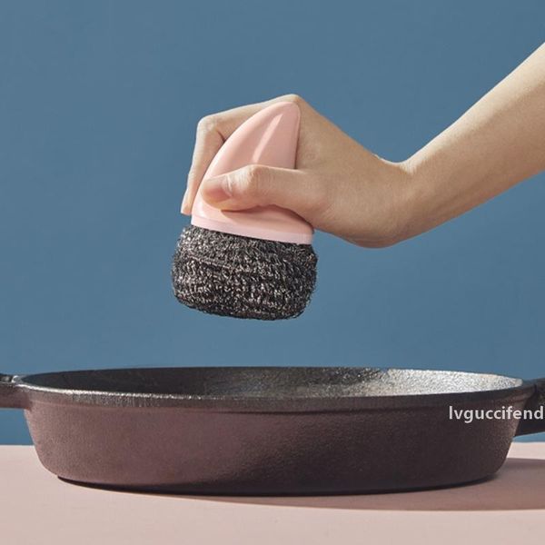 

household kitchen cleaning brush creative shark steel ball clean ball stainless steel wire ball pot cleaning brush sanitary pot ct0482