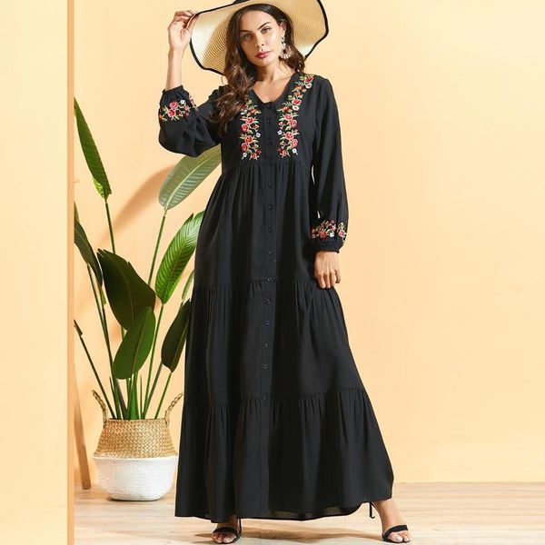 

embroidery muslim abaya women hijab dress print uae ramadan turkey moroccan kaftan djellaba jilbab vestidos islamic clothing, Red