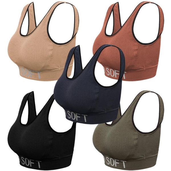 

gym clothing women's seamless sports bra letter printed push up fitness sport yoga bras removable padded high impact fashion, White;black