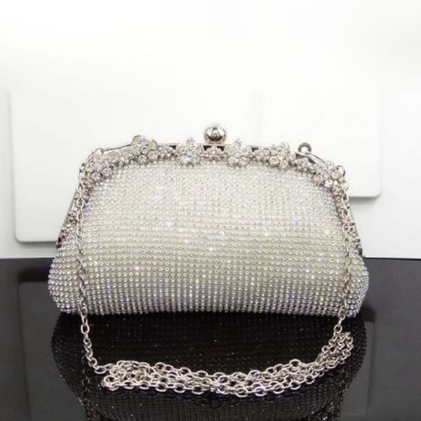 

brand new diamonds evening bag wedding bags for bride women messenger party handbag elegant clutches black silver gold
