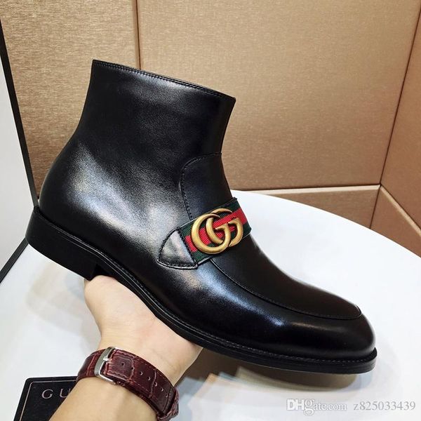 

men shoes fashion boots winter waterproof mens leather horsebit chain boot stivali da uomo luxury design g75 bottes hommes vintage des