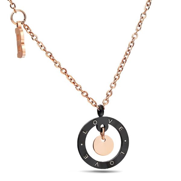 

niba women fashion necklace&pendant jewelry classsic necklace rose gold color chain and black love circle pendant necklace, Silver
