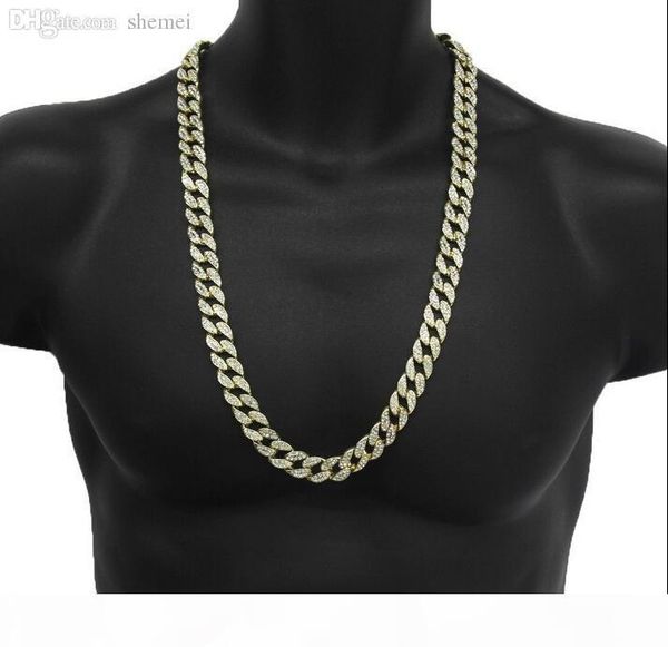 

y wholesale -miami cuban link chain gold plated fully iced out hip hop bling 2016 new arrival promotion chain for mens, Silver