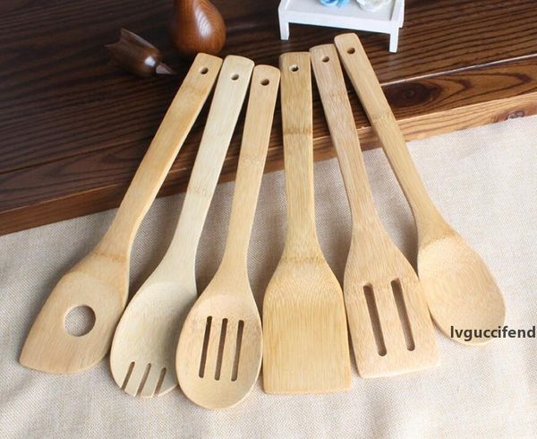 

new arrival bamboo spoon spatula 6 styles portable wooden utensil kitchen cooking turners slotted mixing holder shovels