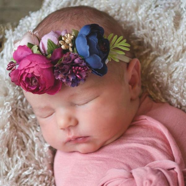 

f5cgc children's baby nylon artificial flower headdress hair headdress band artificial flower hair accessories seamless headband girl&#, Slivery;white
