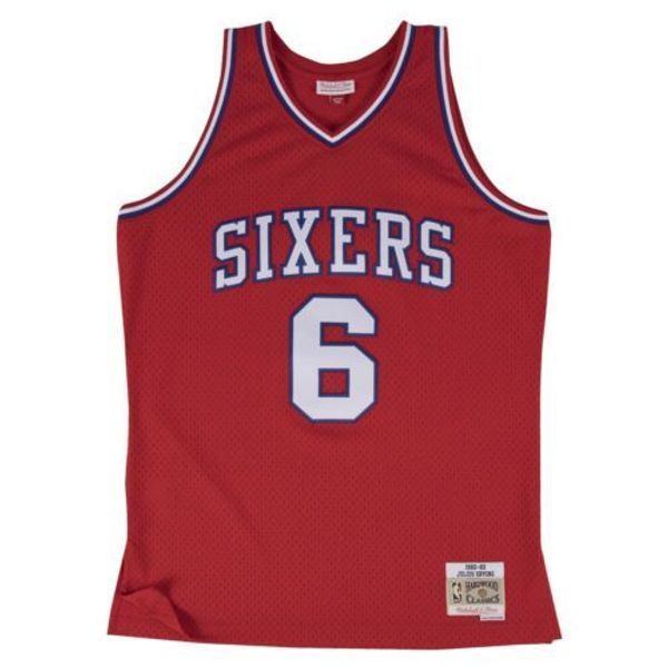 

дешевый julius erving # 6 mitchell ness майки для баскетбола красного 1982-83 джерси отсылок веста прошитой, Gray