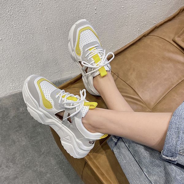 

sports women's sandals female shoe shoes lady 2020 wedge breathable high heels cross muffins shoe shoes cross-shoes soft, Black